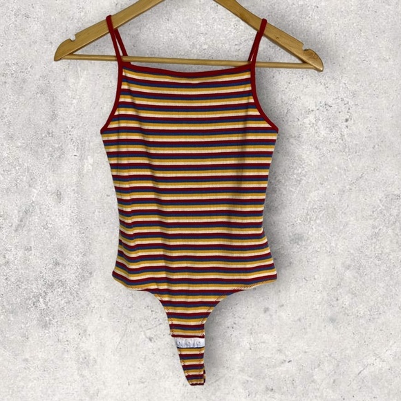 NEW Madewell Ribbed Rainbow‎ Thong Bodysuit Size XS 2020 Style AN422 Square Neck - Picture 4 of 13